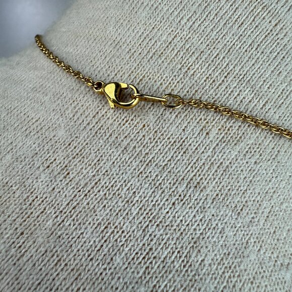 Gold Tone Rhinestone Circle Pendant Necklace 17" - Picture 3 of 4